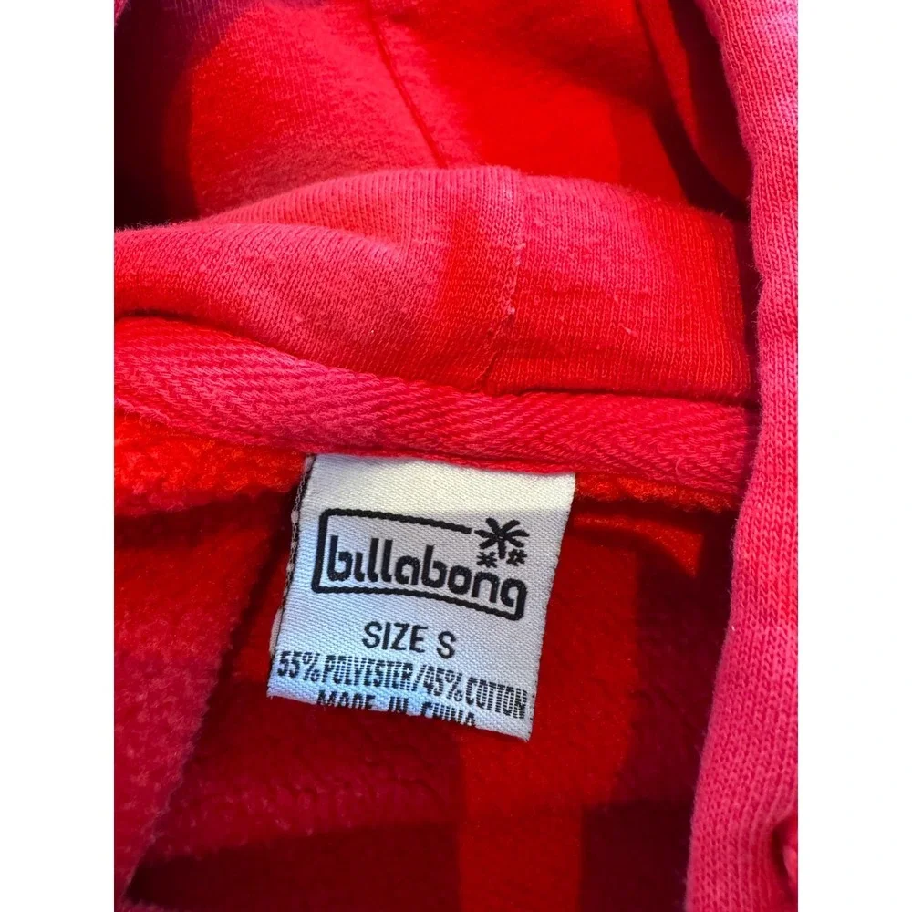 Vintage Billabong Quad Hit Hoodie Y2K Surf Skate Grail Red Gold Spell Out S RARE